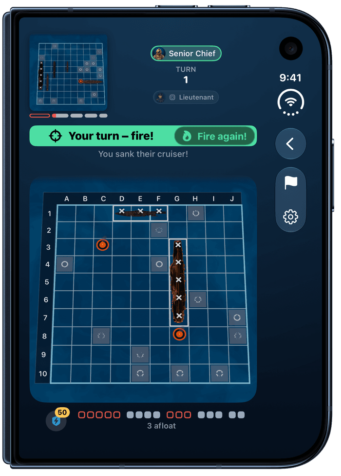 Torpedo on the outer display of a closed iPhone Duo