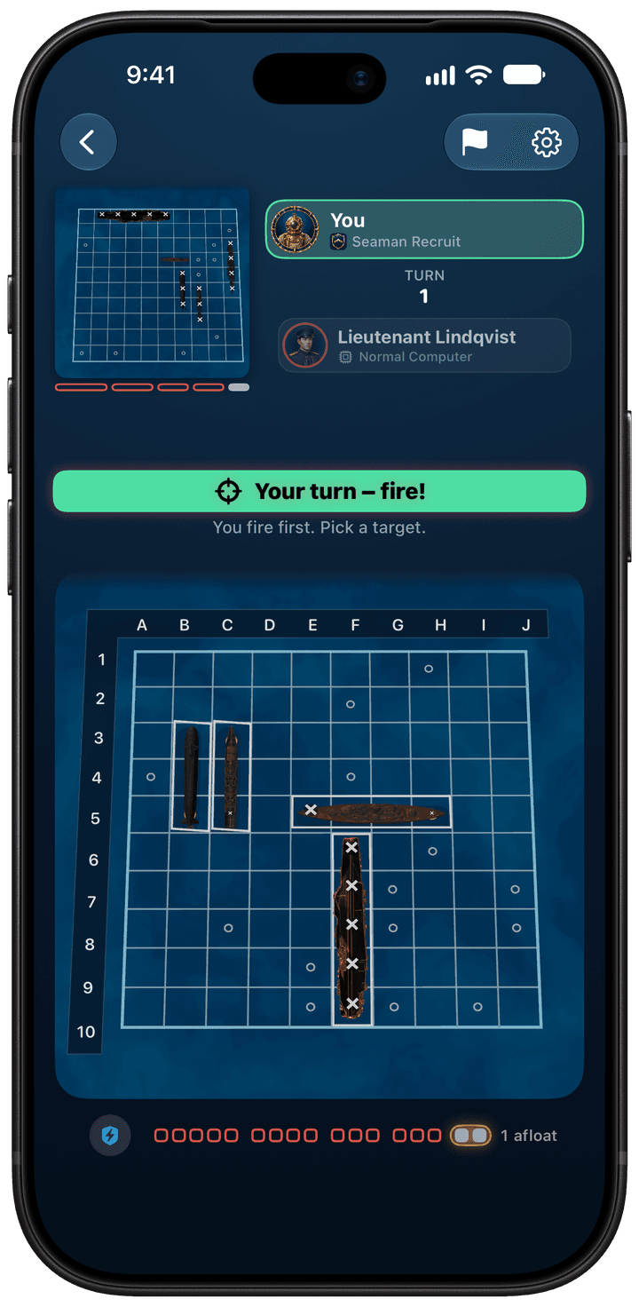 A battle against the computer in Torpedo