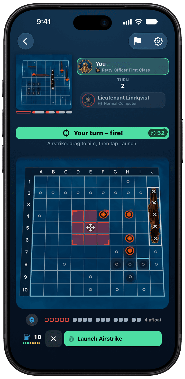 Aiming an airstrike in a Torpedo Advanced battle
