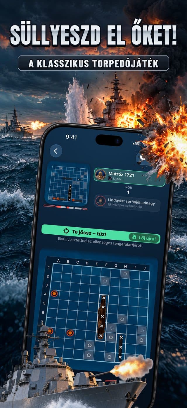 A Torpedó magyar App Store-képernyőképe: Süllyeszd el őket!
