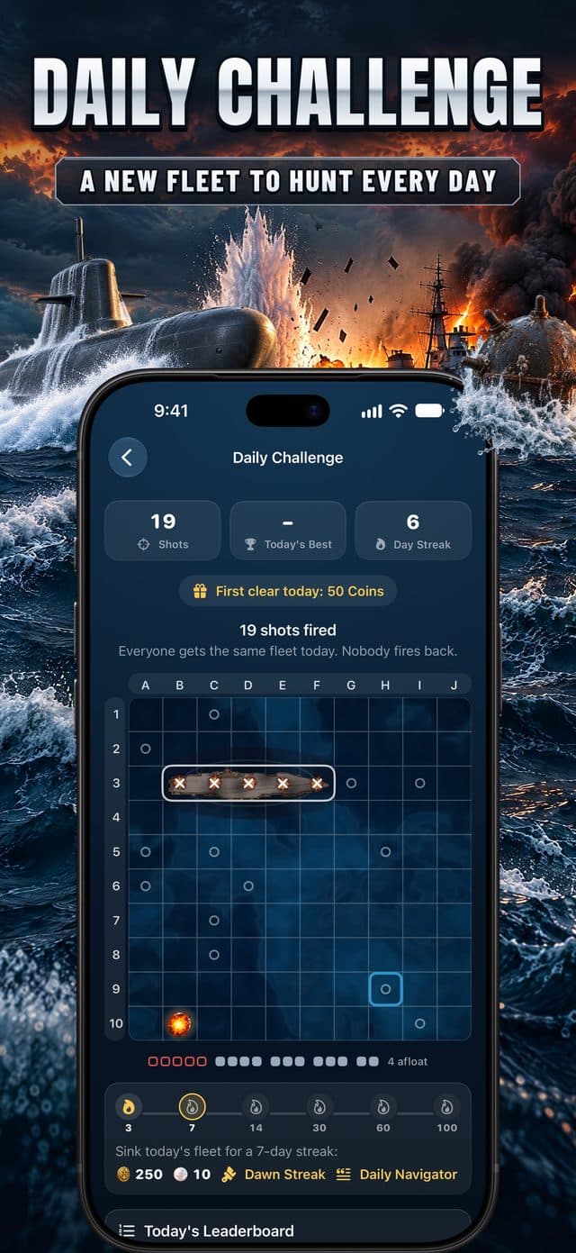 Torpedo App Store screenshot: Daily Challenge