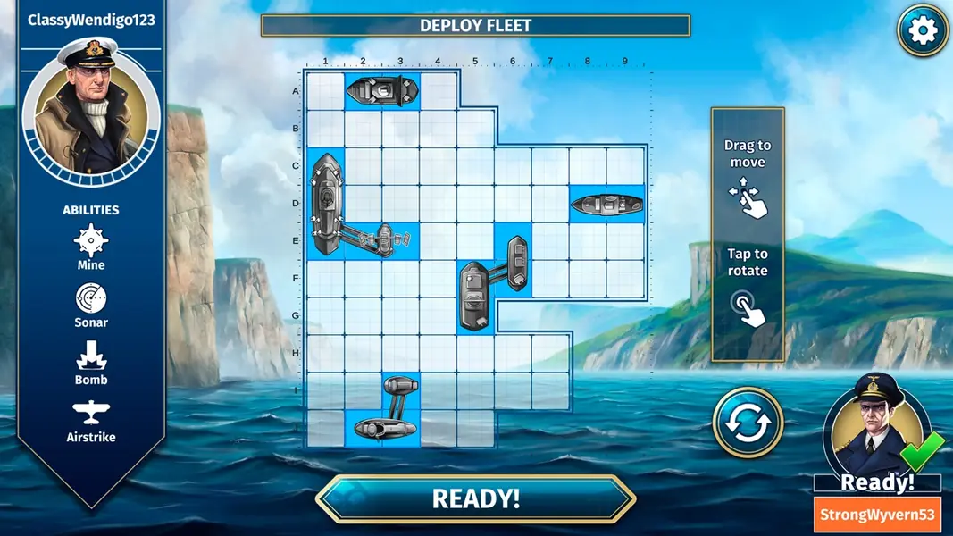 BATTLESHIP app Commanders mode battle with special abilities