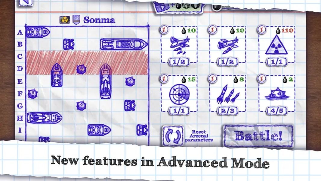 Sea Battle Online advanced mode with planes, mines and radar