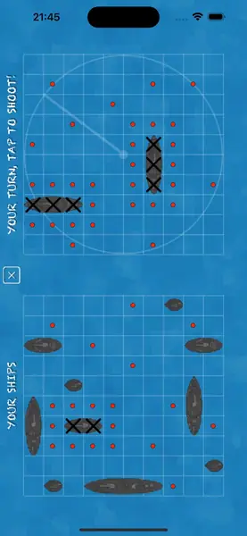 Warships TPG battle with the radar grid on top and your ships below