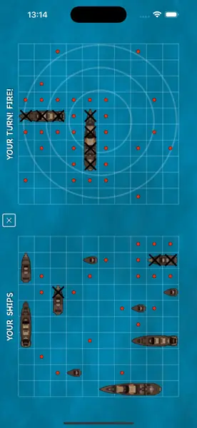 Warships TPG pirate-themed battle with sunk ships crossed out